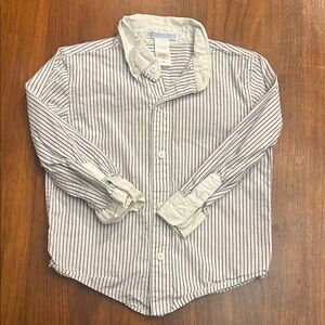 Janie and Jack White Button-Down Shirt with Navy Pinstripes